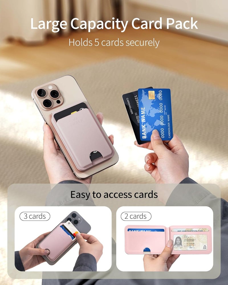 iWalk Stronger Magnetic Wallet, Upgraded for MagSafe Wallet, RFID Blocking, 5 Card Holder with Adjustable Stand, Slim Leather Phone Wallets for iPhone 17/16/15/14/13/12 Series, iPhone Wallets - Image 3